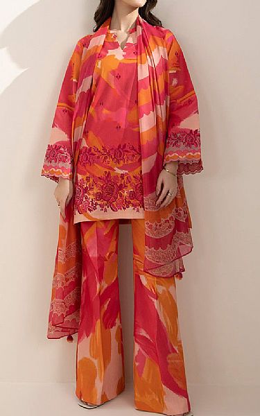 Sapphire Pink/Orange Lawn Suit | Pakistani Lawn Suits- Image 1