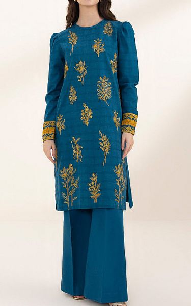 Sapphire Denim Blue Dobby Suit (2 pcs) | Pakistani Lawn Suits- Image 1