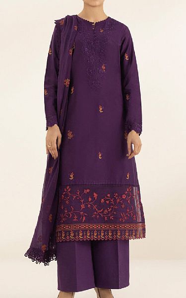 Sapphire Plum Purple Cotton Suit | Pakistani Lawn Suits- Image 1