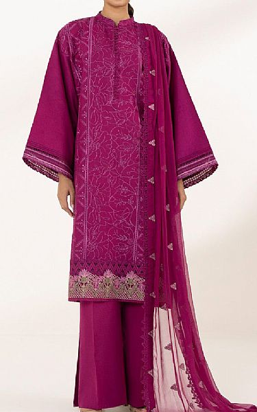 Sapphire Dark Raspberry Cotton Suit | Pakistani Lawn Suits- Image 1