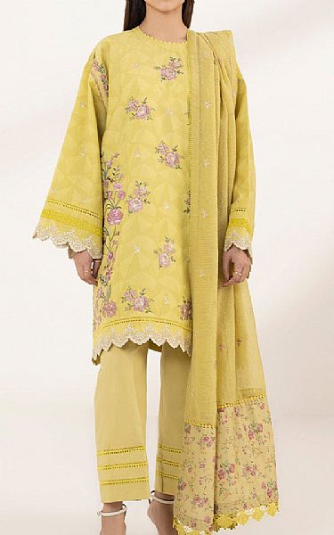 Sapphire Lime Yellow Jacquard Suit | Pakistani Lawn Suits- Image 1