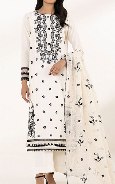 Sapphire White/Black Jacquard Suit | Pakistani Lawn Suits- Image 1