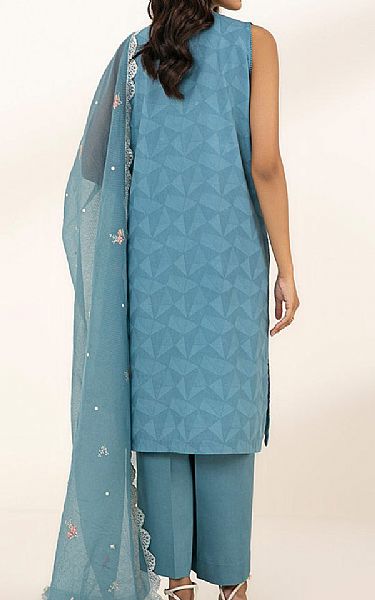 Sapphire Sky Blue Jacquard Suit | Pakistani Lawn Suits- Image 2