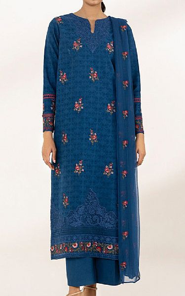 Sapphire Blue Jacquard Suit | Pakistani Lawn Suits- Image 1