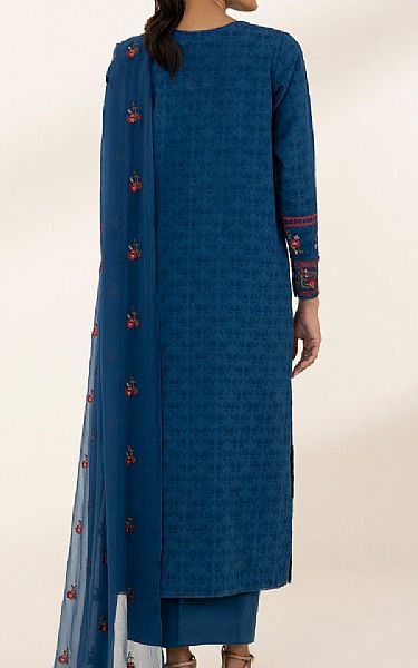 Sapphire Blue Jacquard Suit | Pakistani Lawn Suits- Image 2