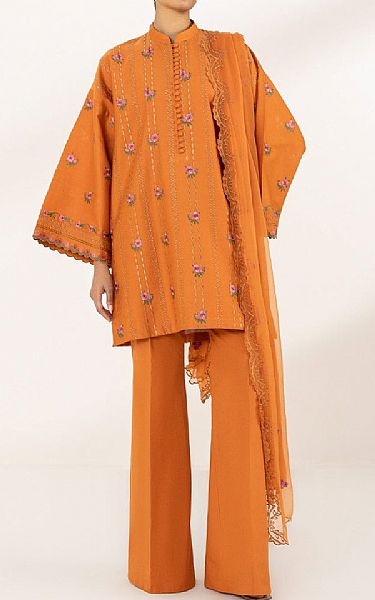 Sapphire Safety Orange Cotton Suit | Pakistani Lawn Suits- Image 1