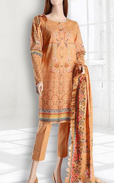 Saya Tangerine Orange Dobby Suit | Pakistani Dresses in USA- Image 1