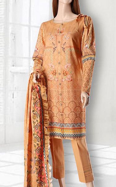 Saya Tangerine Orange Dobby Suit | Pakistani Dresses in USA- Image 2