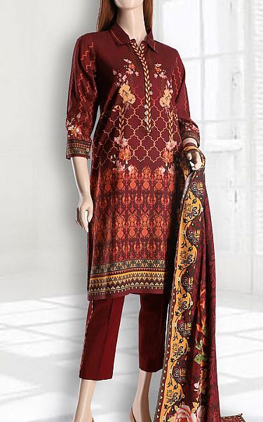 Saya Maroon Dobby Kurti | Pakistani Dresses in USA- Image 1