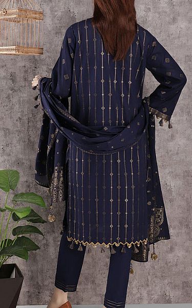Saya Navy Blue Jacquard Suit | Pakistani Dresses in USA- Image 2
