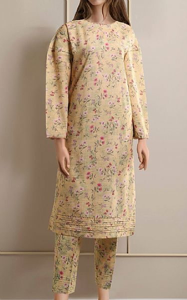 Saya Sand Gold Khaddar Suit (2 pcs) | Pakistani Winter Dresses- Image 1