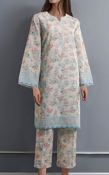 Saya Pastel Grey/Turquoise Khaddar Suit (2 pcs) | Pakistani Winter Dresses- Image 1