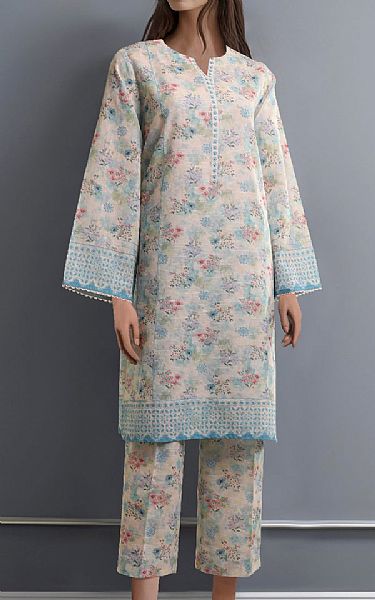 Saya Pastel Grey/Turquoise Khaddar Suit (2 pcs) | Pakistani Winter Dresses in USA- Image 1