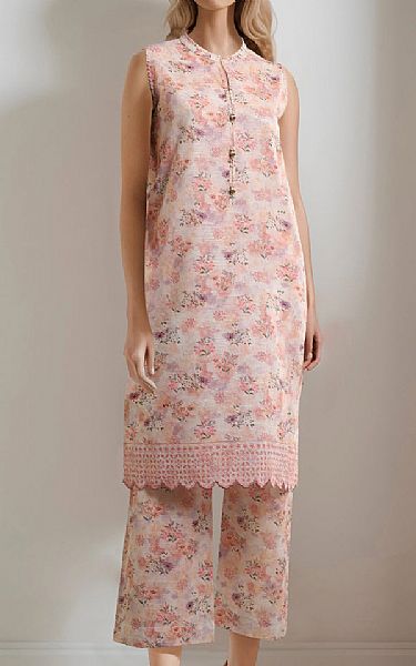 Saya Off White/Peach Khaddar Suit (2 pcs) | Pakistani Winter Dresses in USA- Image 1