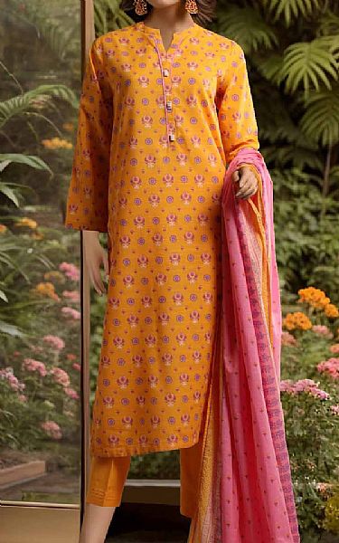 Saya Yellowish Orange Khaddar Suit | Pakistani Winter Dresses- Image 1