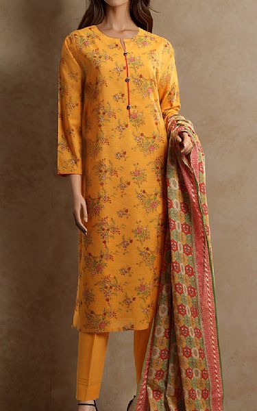 Saya Deep Safron Khaddar Suit | Pakistani Winter Dresses- Image 1