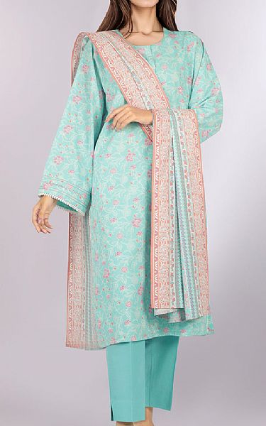 Saya Turquoise Viscose Suit | Pakistani Winter Dresses in USA- Image 1
