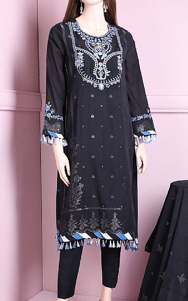 Saya Black Jacquard Suit | Pakistani Lawn Suits- Image 1