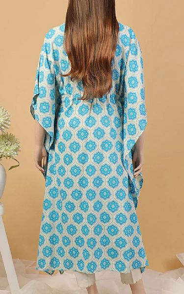 Saya Turquoise/Off-white Khaddar Kurti | Pakistani Winter Dresses- Image 2