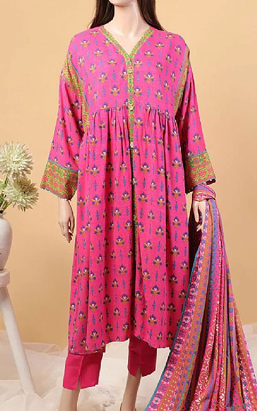 Saya Hot Pink Dobby Suit | Pakistani Winter Dresses- Image 1
