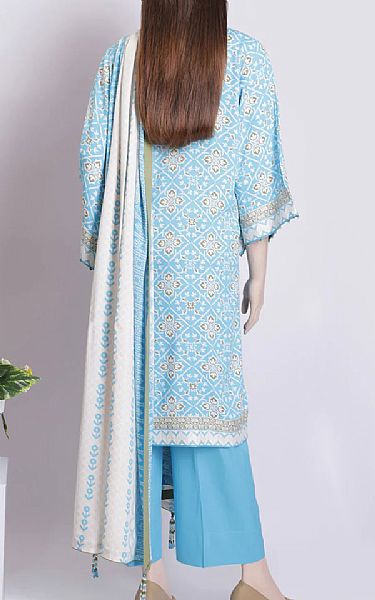 Saya Light Turquoise Linen Suit | Pakistani Winter Dresses- Image 2