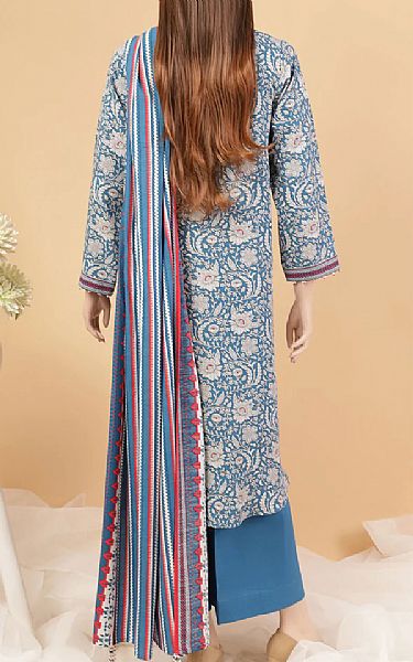 Saya Denim Blue/Light Grey Khaddar Suit | Pakistani Winter Dresses- Image 2