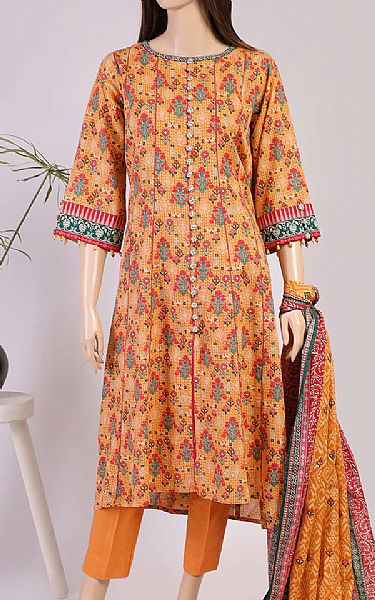Saya Safety Orange Khaddar Suit | Pakistani Winter Dresses- Image 1