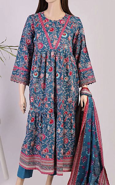 Saya Teal Blue Khaddar Suit | Pakistani Winter Dresses- Image 1