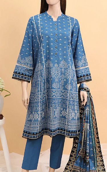 Saya Denim Blue Khaddar Suit | Pakistani Winter Dresses- Image 1