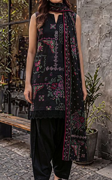 Saya Black Khaddar Suit | Pakistani Winter Dresses in USA- Image 1