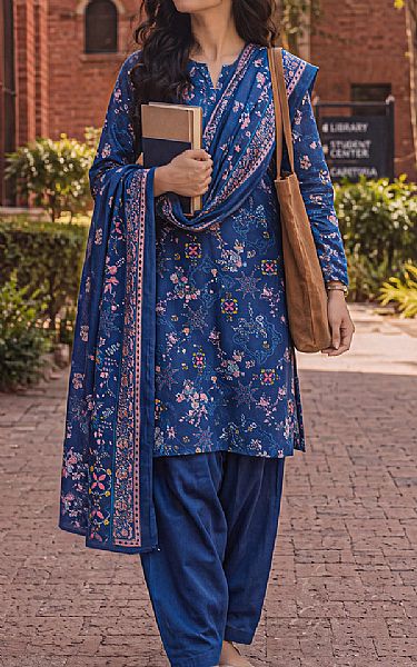 Saya Blue Khaddar Suit | Pakistani Winter Dresses in USA- Image 1