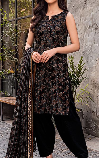 Saya Black Khaddar Suit | Pakistani Winter Dresses in USA- Image 1