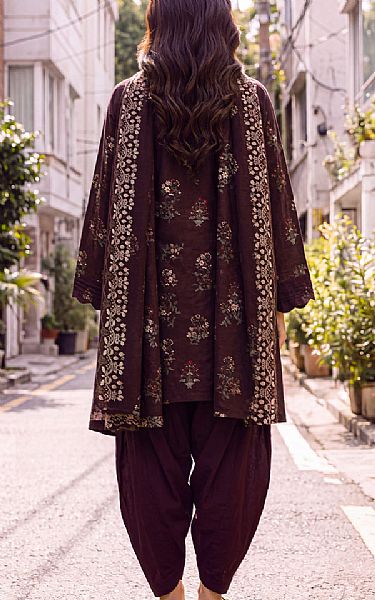 Saya Wine Berry Khaddar Suit | Pakistani Winter Dresses in USA- Image 2
