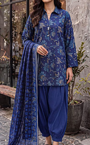 Saya Blue Khaddar Suit | Pakistani Winter Dresses in USA- Image 1