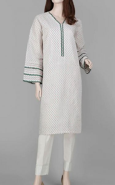 Saya White Jacquard Kurti | Pakistani Winter Dresses- Image 1