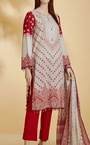 Saya Red/White Lawn Suit (2 Pcs) | Pakistani Dresses in USA- Image 1
