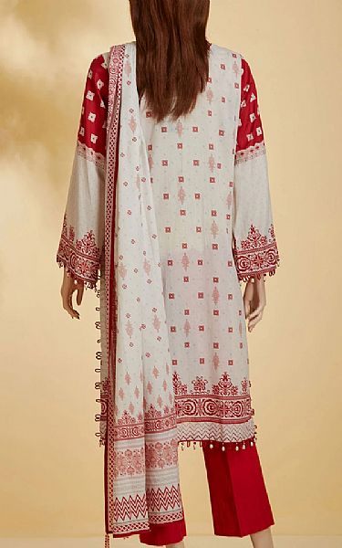 Saya Red/White Lawn Suit (2 Pcs) | Pakistani Dresses in USA- Image 2