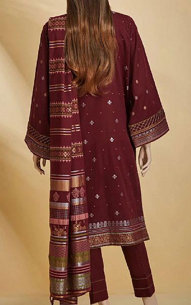 Saya Maroon Jacquard Suit | Pakistani Dresses in USA- Image 2