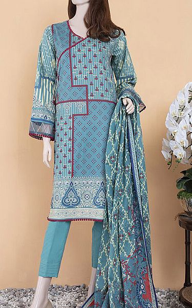 Saya Light Turquoise Lawn Suit (2 Pcs) | Pakistani Dresses in USA- Image 1