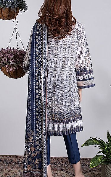 Saya Denim Blue/White Lawn Suit (2 Pcs) | Pakistani Dresses in USA- Image 2