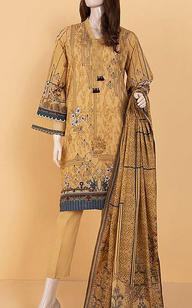 Saya Sand Gold Lawn Suit (2 Pcs) | Pakistani Dresses in USA- Image 1