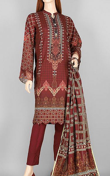 Saya Maroon Lawn Suit (2 Pcs) | Pakistani Dresses in USA- Image 1