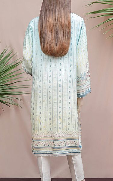 Saya White/Sky Blue Viscose Kurti | Pakistani Winter Dresses- Image 2