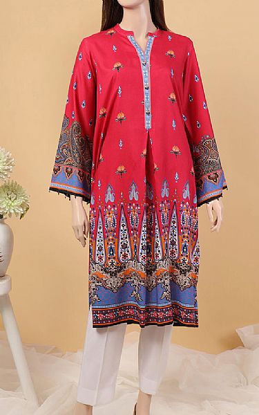 Saya Bright Red Linen Kurti | Pakistani Winter Dresses- Image 1