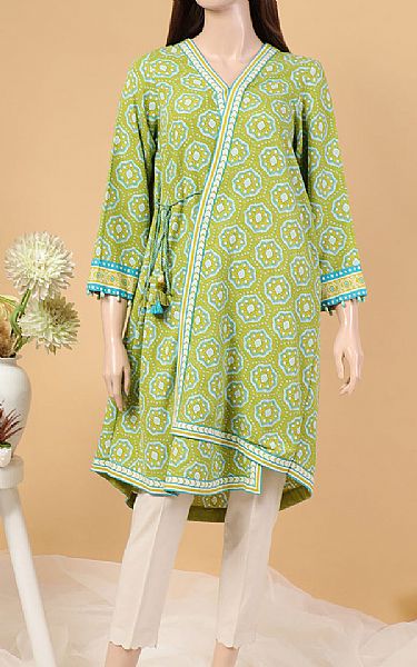 Saya Lime Green Khaddar Kurti | Pakistani Winter Dresses- Image 1