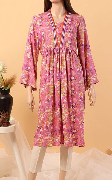 Saya Hot Pink Linen Kurti | Pakistani Winter Dresses- Image 1