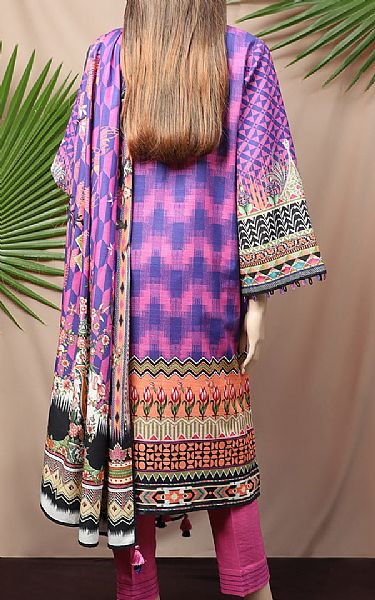 Saya Hot Pink/Cornflower Blue Khaddar Suit (2 Pcs) | Pakistani Winter Dresses- Image 2