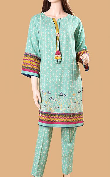 Saya Mint Green Khaddar Suit (2 Pcs) | Pakistani Winter Dresses- Image 1