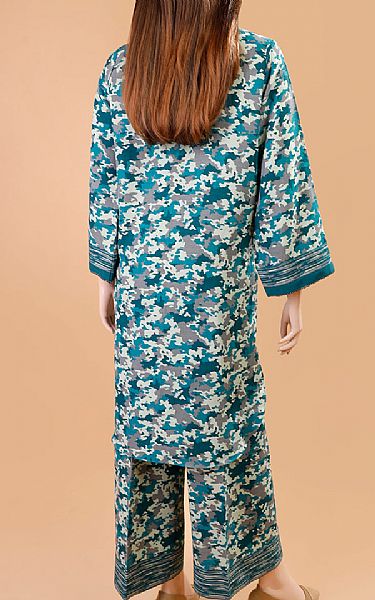 Saya Turquoise/Grey Khaddar Kurti | Pakistani Winter Dresses- Image 2