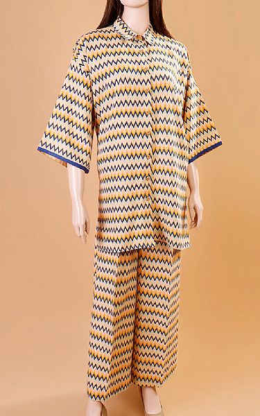 Saya Ivory/Golden Yellow Khaddar Kurti | Pakistani Winter Dresses- Image 1